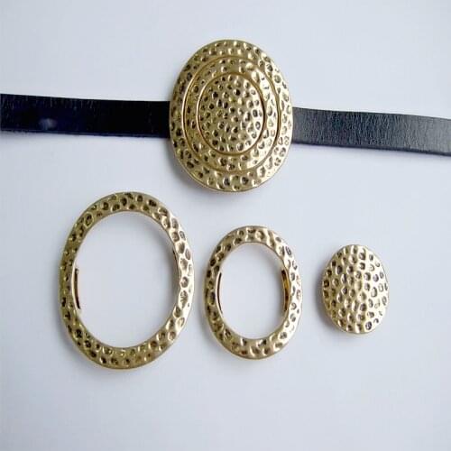 5Sets Antique Silver Color/Gold Hammered Circle Sliders for 10mm Flat Leather Bracelet Jewelry Findings