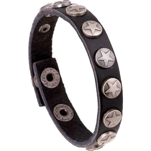 Casual Star Cross Accessory Punk Genuine Leather Wrap Men Bracelet New Arrival Women Adjustable Bracelets