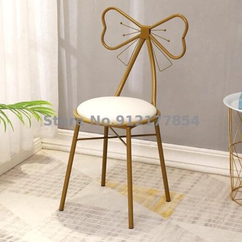Nordic dressing stool light luxury bedroom backrest manicure makeup chair bow net red ins girl heart dressing table stool