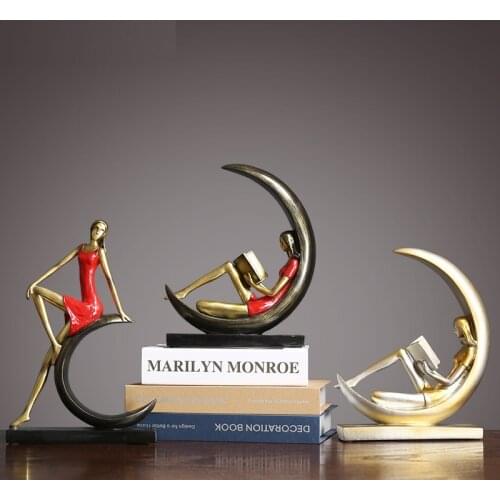 READING LADY STATUE STUDY BEAUTY GIRL FIGURE ART FIGURINES RESIN CRAFT HOME DECORATION ACCESSORIES R2577