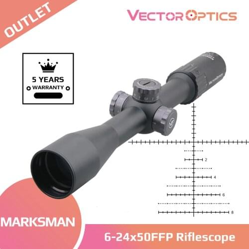 Vector Optics Marksman 6-24x50 FFP Tactical Riflescope Hunting Rifle Scope Side Focus Min 10Yds 1/10MIL Adjustment .30 06 Win