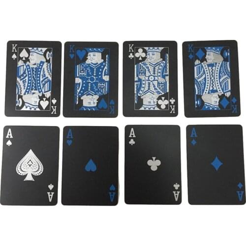 Texas Holdem Waterproof Playing Cards Pure Black Playing Cards Plastic Board Game Card PVC Poker Cards Magic Tricks Cards