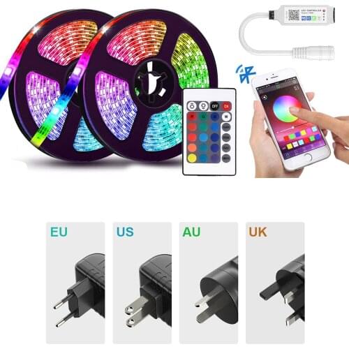 20M Smart LED Strip Light Bluetooth APP Remote Controlled 5M 10M 15M 5050 RGB Tape Ribbon Colored Lights Decoration for Room 12V