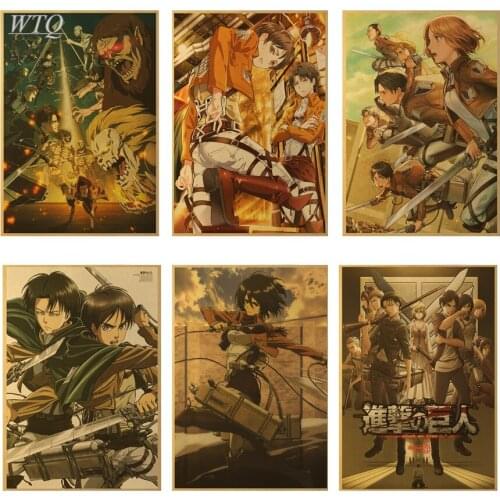 Japan Anime Attack on Titan Anime Posters Canvas Painting Retro Poster Wall Decor Wall Art Home Decor Photos for Childrens Room