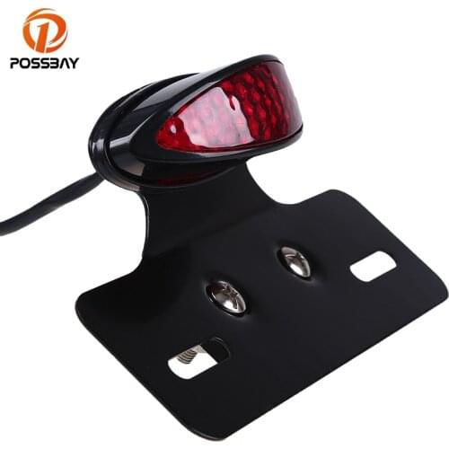 POSSBAY Motorcycle Taillight Universal Retro Motocross Motorbike LED Brake Stop turn indicator lamp clear/Red/Smoke Tail Light