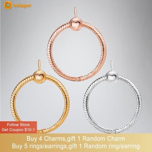 Volayer 925 Sterling Silver Pendant O Pendant fit Original Pandora Necklaces Women DIY Charm Jewelry Making Birthday Gift