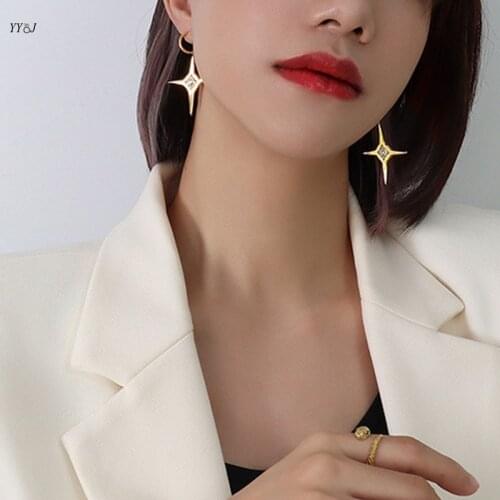 Cz stone cross dangling hoop earrings for women medical steel emo hip-hop jewelry cool stuff wholesale items ttrendy jewelry