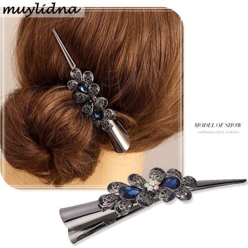 Retro Hair Jewelry High Quality Rhinestone Crystal Flower Hairgrips Hair Clips Women Hair Accessories