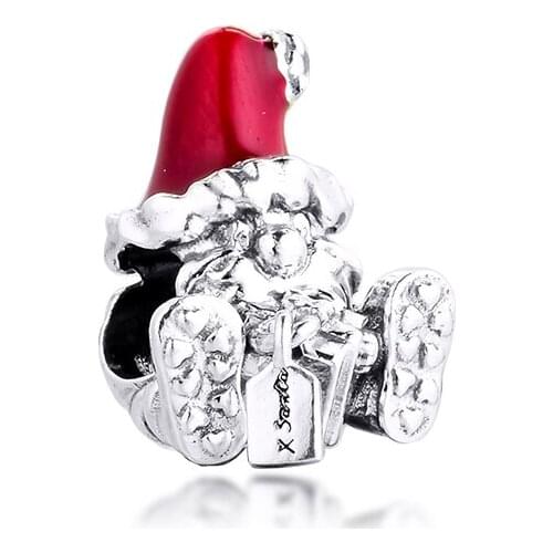 Winter Xmas Charms 925 Silver Original Fit Pandora Bracelet Sterling Silver Santa Claus Beads for Women diy Jewelry Making