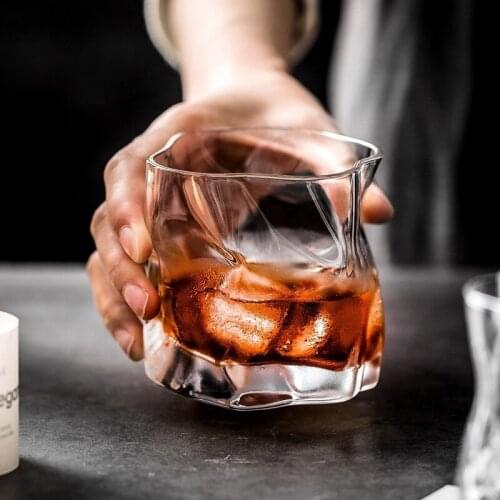 1pcs/245mlJapanese whisky crystal wine glass strong liquor foreign wine cup irregular glass water cup