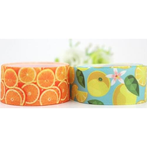 2patterns Lemon&orange printed grosgrain ribbon16-75mm DIY handmade materials hair accessories wedding gift wrap tape ribbons
