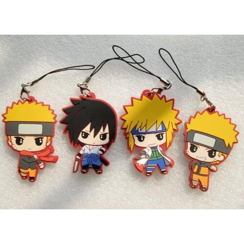 40 pcs/lot Ninja Toys Doll Pendant Phone strap Sasuke Figure Keychains Minato PVC Figurine