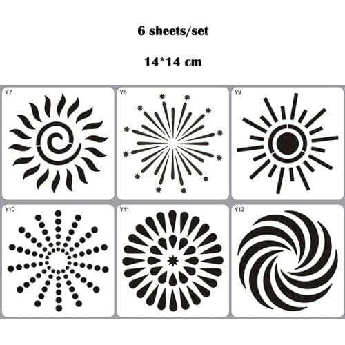 6pc Mandala Stencils Bullet Journal Painting Template DIY Scrapbooking Album Decorative Accessories Drawing Template Reusable