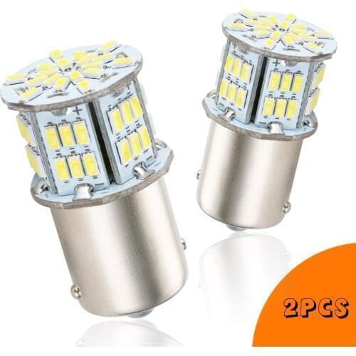 AGLINT 2pcs 1156 LED P21W BA15S LED Light Bulb 54SMD Replacement for Car Tail Backup Turn Signal Light Rv Lights 6500K 12V 24V