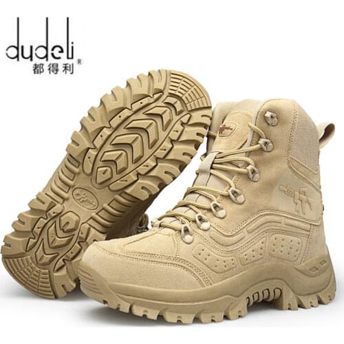 DUDELI Tactical Military Combat Boots Men Genuine Leather US Army Hunting Trekking Camping Mountaineering Winter Black Shoes