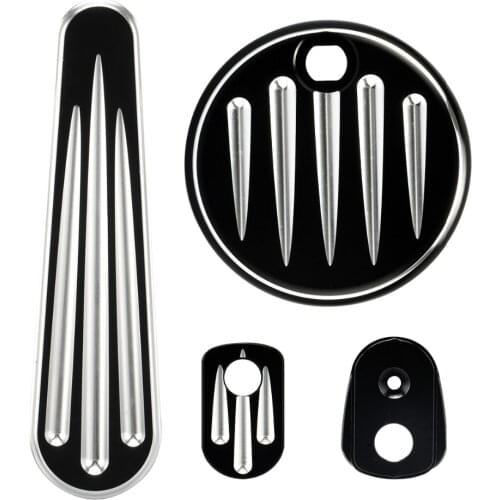 Black Motorcycle CNC Cut Ignition Fuel Door Dash Cover Accessory Pack for Harley FLHX FLTRX 2014-Up Models