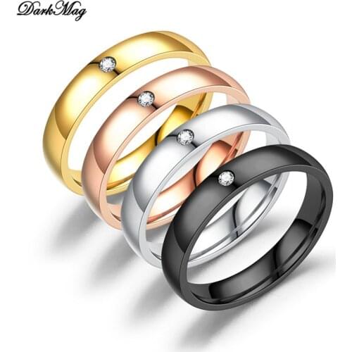DarkMag 2020 Stainless Steel Zircon Ring With Stone For Woman Girl For Men Couple Ring Wedding Ring