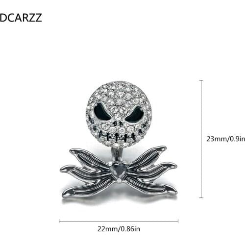 DCARZZ Jack Crystal Stud Earrings Nightmare Before Christmas Punk Jewelry Party Black Enamel Skull Beautiful Earrings Women Gift