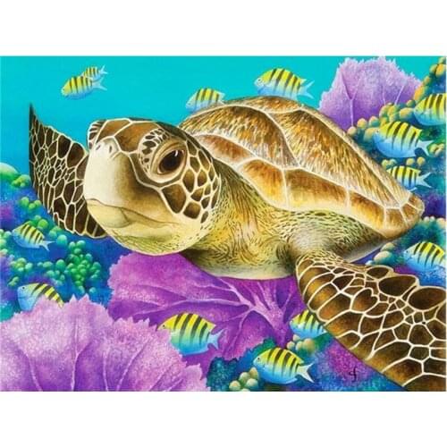 FUYUN Full 5D Diy Daimond Painting tortoise 3D Diamond Painting Full Round Rhinestones Diamant Painting Embroidery Animals Decor