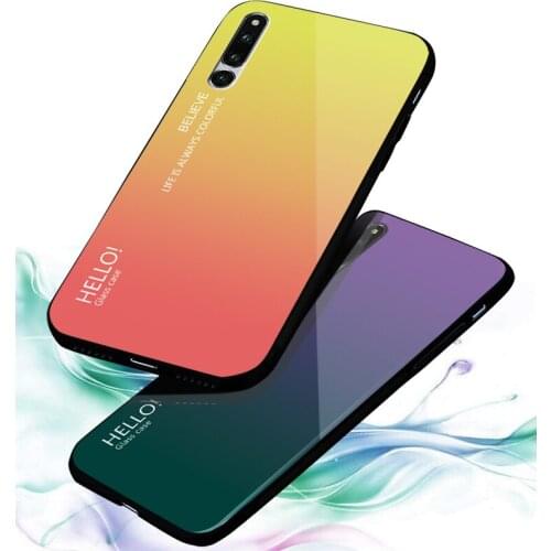 Gradient Tempered Glass phone case For Huawei Honor Magic 2 Cover shell Coque Capa Gradient Color Back Cover Soft Bumper