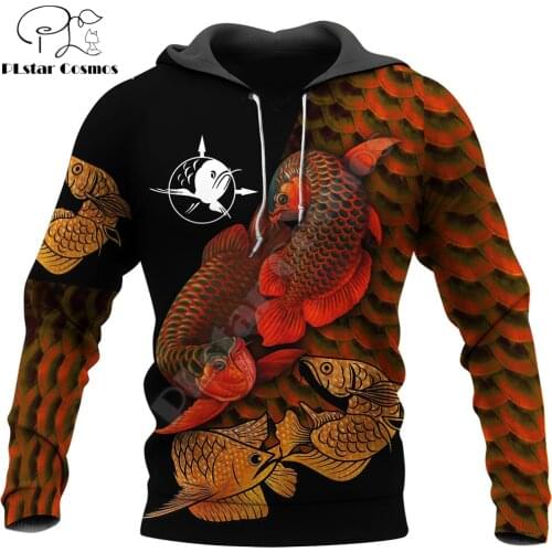 Beautiful Arowana Fishing 3D Printed Autumn Men Hoodies Unisex Casual Pullover Zip Hoodie Streetwear sudadera hombre DW600