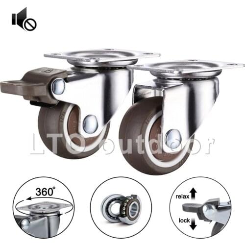 Furniture Casters Wheels Soft Rubber Swivel Caster Silver Roller Wheel For Platform Trolley Chair Household Accessories