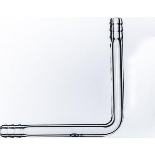 Lab Glass L Shape Double Pass Connector Tube,Pagoda small mouth Diameter about 9mm