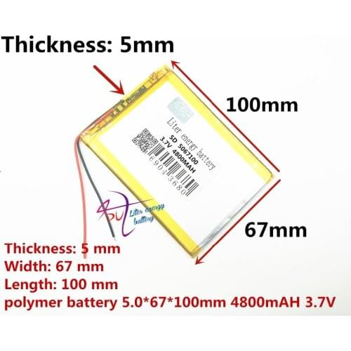 Best battery brand 3.7V 4800mAH (polymer lithium ion battery) Li-ion battery for tablet pc 7 inch 8 inch 9inch [5067100] Free Sh