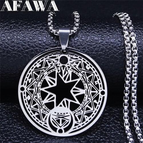 Magic Circle Stainless Steel Necklace for Women Silver Color Chain Necklace Jewelry collares de acero inoxida N4256S02