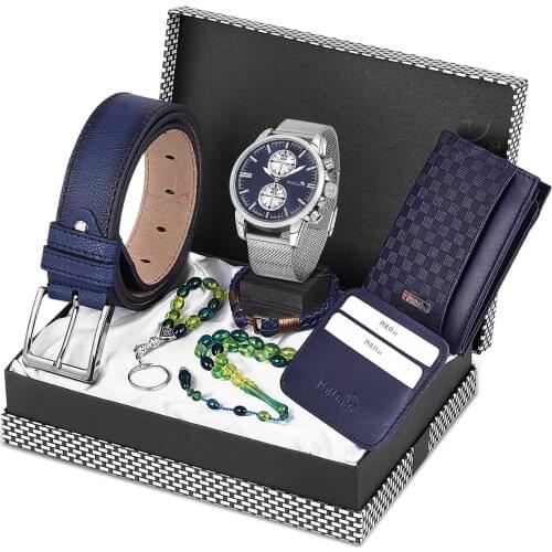 Mens Wrist Watch And Wallet Belt Key Chain Bracelet