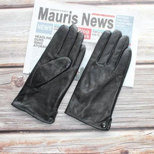 New mens sheepskin gloves classic fashion leather gloves wear-resistant winter plus velvet warm gloves