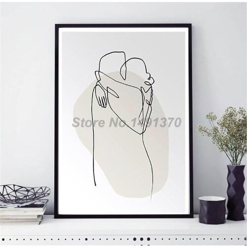 Couple Line Drawing Sketch Print Minimalist Abstract Canvas Picture Modular Paintings For Living Room Poster On The Wall Home