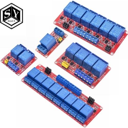 1PCS Great IT 1 2 4 8 Channel 5V Relay Module Board Shield with Optocoupler Support High and Low Level Trigger for Arduino red