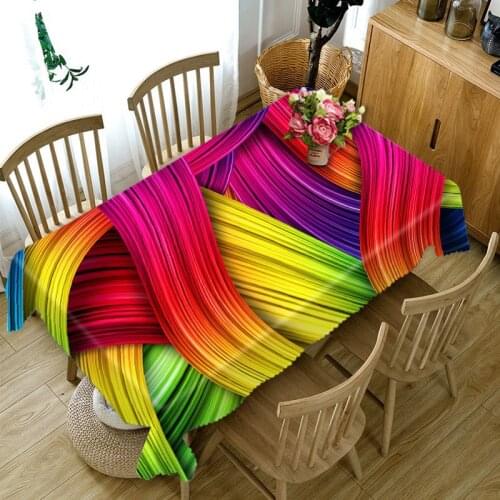 Rainbow tablecloth Round Cover Waterproof 3D Table cloth rectangular wedding decorate Cabinet cover Customized size Pillowcase
