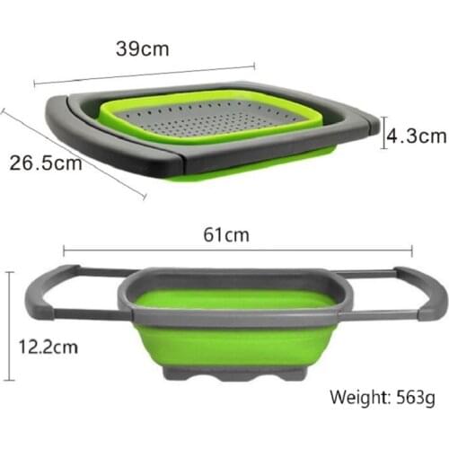 Foldable Drain Basket Collapsible Strainer Fruit Vegetable Washing Basket Colander Silicone Scalable Drainer Kitchen Accessories