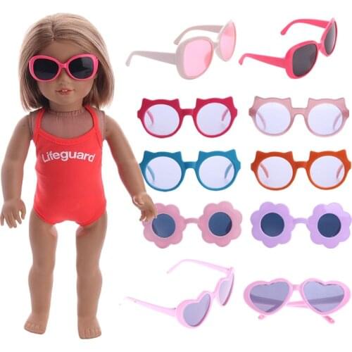 Doll Sunglasses Glasses Fit 18Inch American&14inch 43Cm Baby New Born Doll Clothes Accessories Generation Girls DIY Eyes Toys