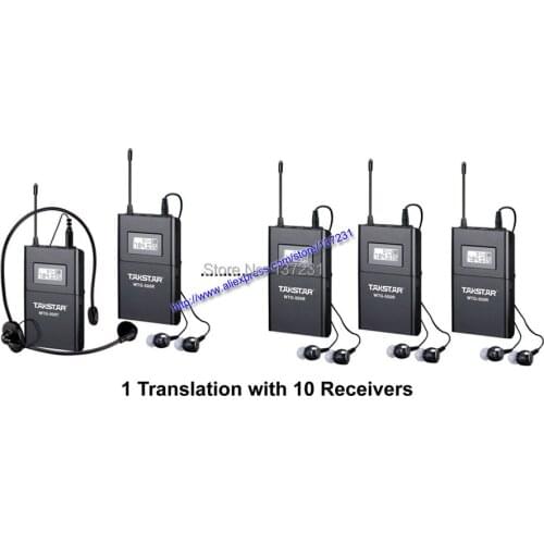 Takstar WTG-500 Wireless Acoustic Transmission System Tour Guiding Simultaneous Translation Audio(1 transmitter +10 receivers)