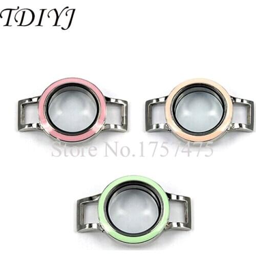 TDIYJ 10pcs New Arrival Jewelry 25mm Assorted Stainless Steel Twist Bracelet Locket with Locket Face fit for Bracelets