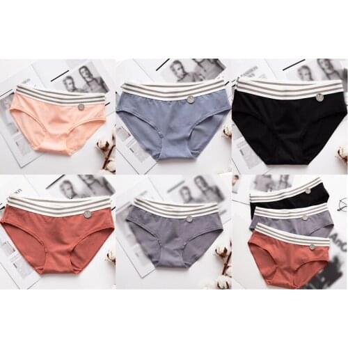 Comfortable Striped Cotton Briefs Women Simple Fashion Girl Traceless Underwear High Quality