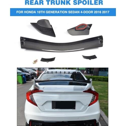 Carbon Fiber and ABS Rear Trunk Boot Race Spoiler Wing for Honda Civic 10th Generation Sedan 4-Door 2016 2017 Car Styling ABS