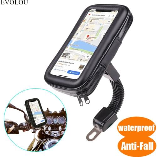Waterproof Phone Holder Motorcycle Support Telephone Motorbike Rear View Mirror Stand Mount Case Bag for Samsung iphone Xiaomi