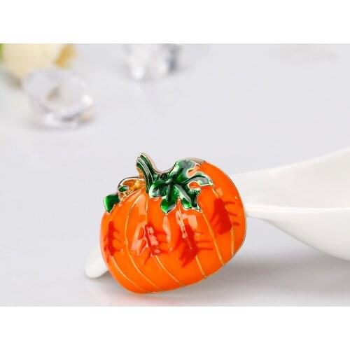 Bright-colored Enamel Pumpkin Brooch for Women Children Hallowmas Jewelry Accessories