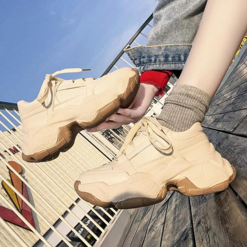 Women Chunky Sneakers 2020 Summer Korean Fashion New Female White Platform Thick Sole Running Casual Shoe Chaussure Femme