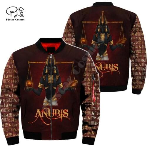PLstar Cosmos Horus Pharaoh Anubis Ancient Egypt God Winter Warm Jacket Streetwear 3Dprint Men/Women Coat/Zip/Bomber Jacket A-2