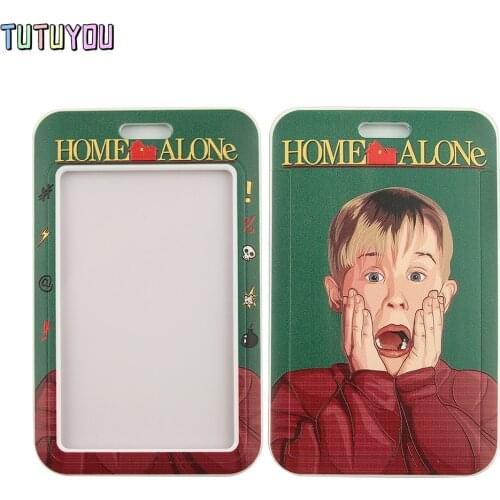 1pc PC2535 Funny Home Alone Fashion Lanyards ID Badge Holder Bus Pass Case Cover Slip Bank Credit Card Holder Strap Cardholder