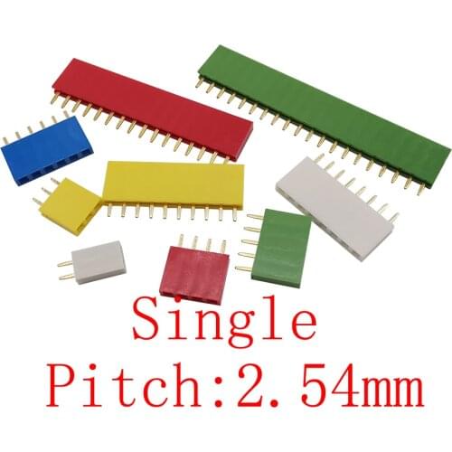 10Pcs/lot 2.54mm Single Row Female PCB Board Pin Header Connector Strip Pinheader Socket 2P/3/4/5/6/8/10/16/20/40Pin for Arduino