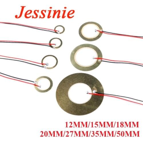 10pcs Piezoelectric Piezo Ceramic Wafer Plate Sounder Sensor Dia 12MM/15MM/18MM/20MM/27MM/35MM/50MM For Buzzer Loudspeaker