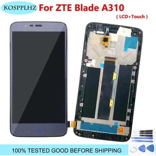 100% Tested For ZTE Blade A310 A 310 LCD Display Screen With Touch Digitizer Assembly + frame 5.0 Inch Replacement + Tools&Tape