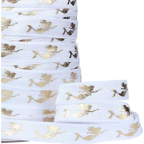 100yards/lot) Beautiful gold foil mermaid foe ribbon