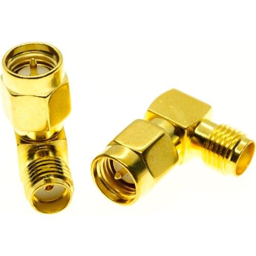 1X Pcs SMA Male To SMA Female Plug 90 Degree Right Angle SMA To SMA Cable Connector Socket Brooches Gold Plated Brass RF Adapter